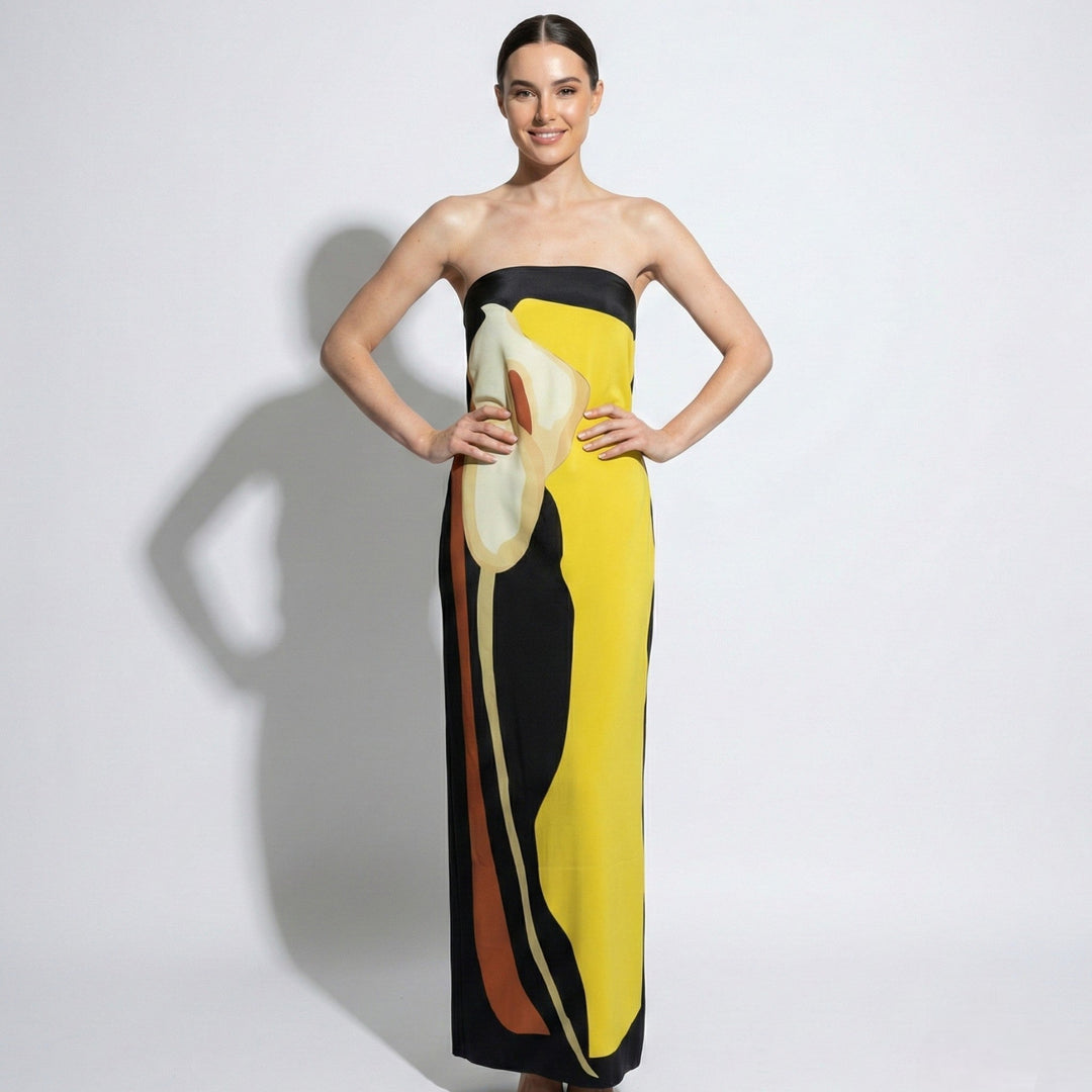 Women's Elegant Strapless Sculpted Fit Maxi Dress