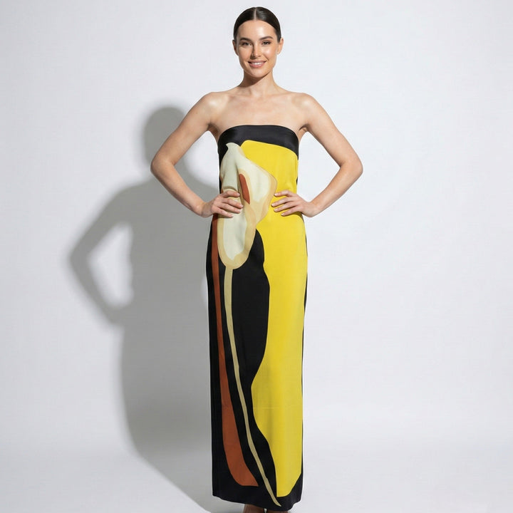 Women's Elegant Strapless Sculpted Fit Maxi Dress