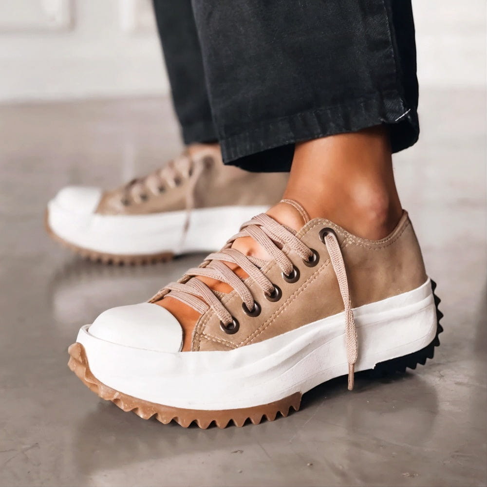 Women's Casual Comfort Platform Leather Sneakers