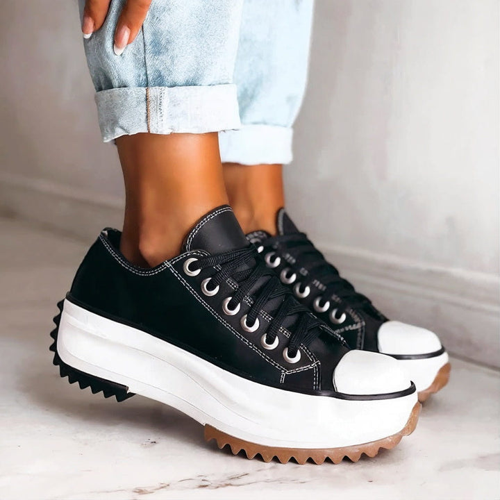 Women's Casual Comfort Platform Leather Sneakers