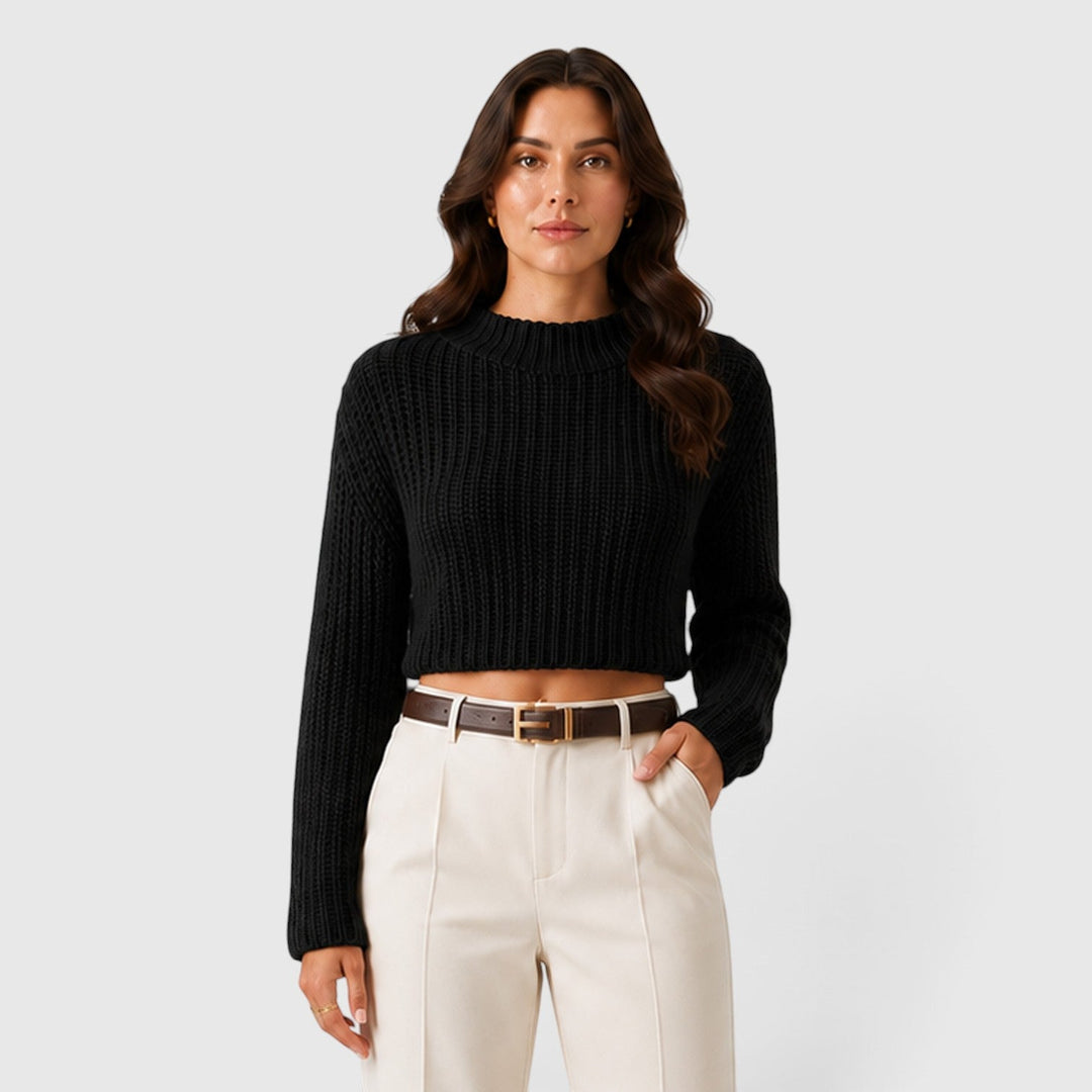 Women's Casual Cropped Knit Half Turtleneck Sweater