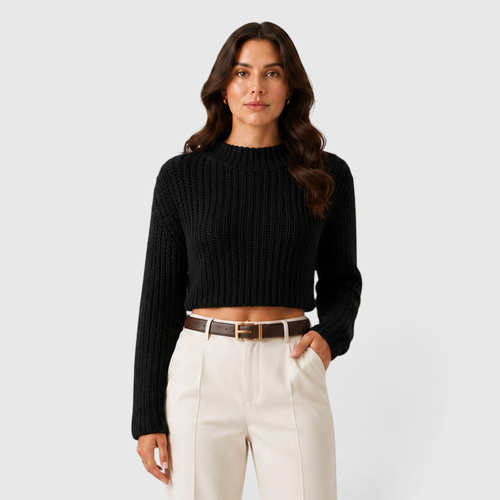 Women's Casual Cropped Knit Half Turtleneck Sweater