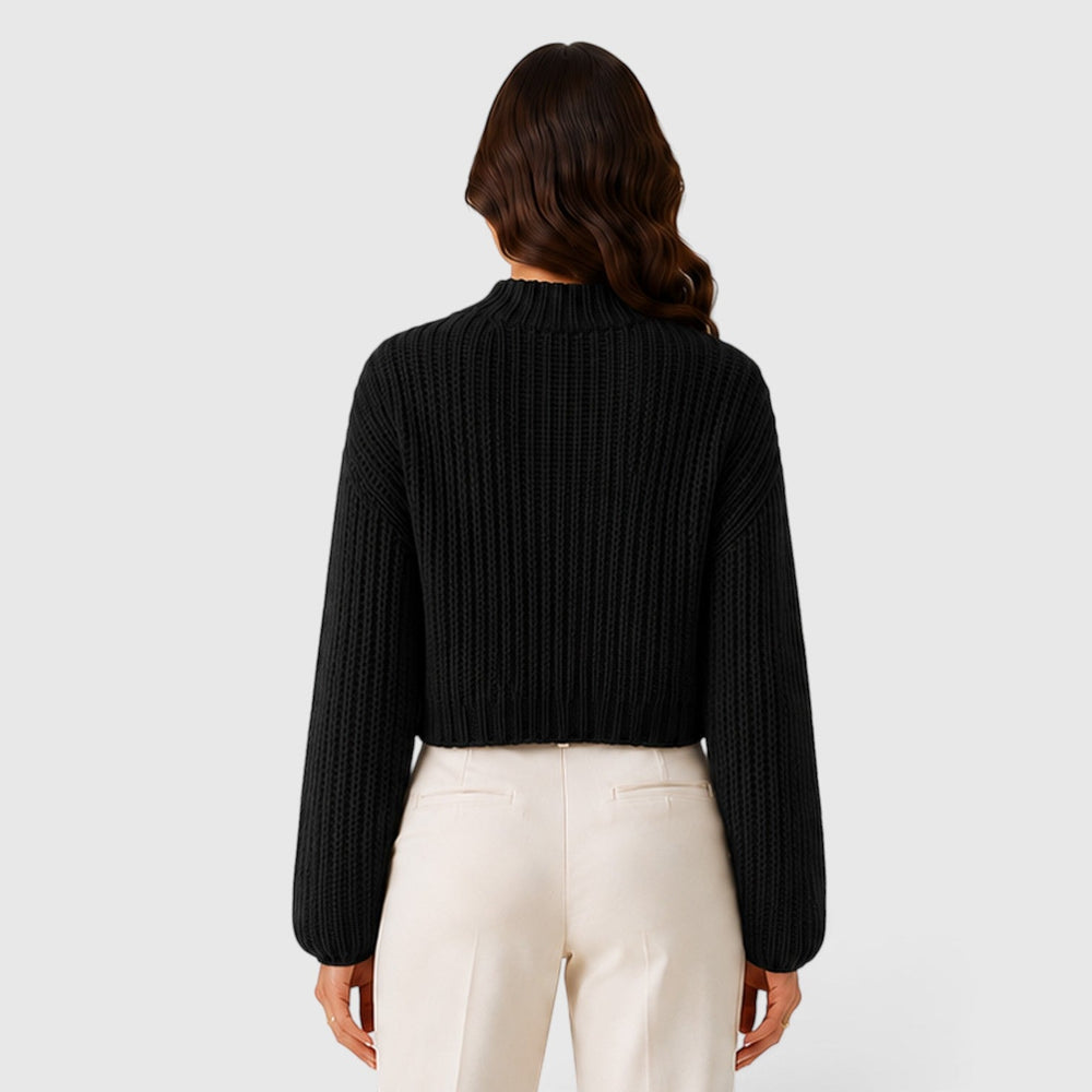 Women's Casual Cropped Knit Half Turtleneck Sweater