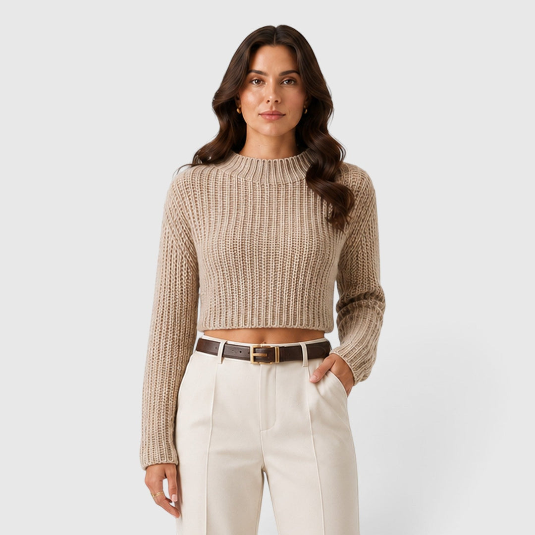 Women's Casual Cropped Knit Half Turtleneck Sweater