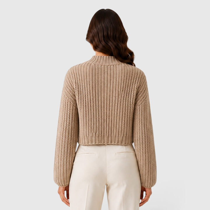 Women's Casual Cropped Knit Half Turtleneck Sweater