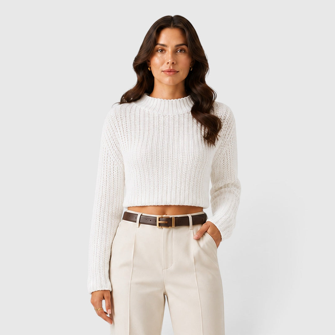 Women's Casual Cropped Knit Half Turtleneck Sweater