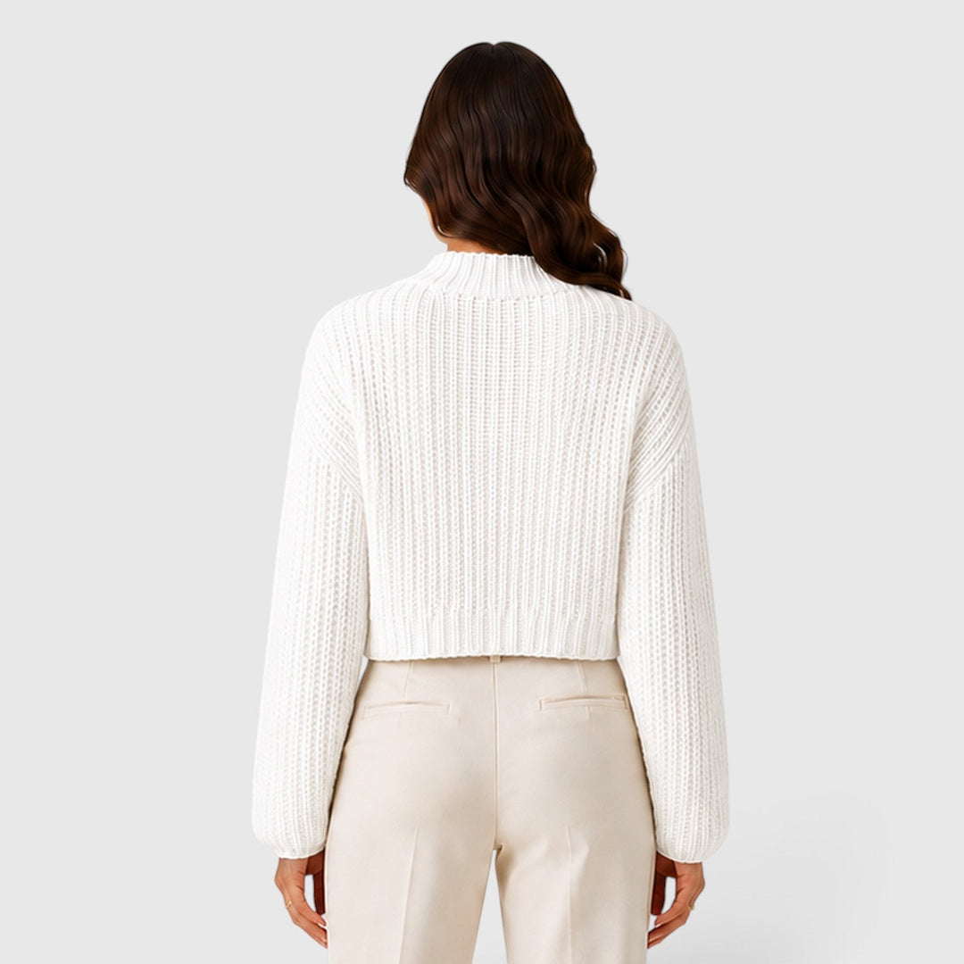 Women's Casual Cropped Knit Half Turtleneck Sweater