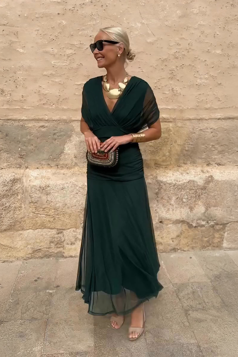 Women's Elegant Pleated Gradient Maxi Dress