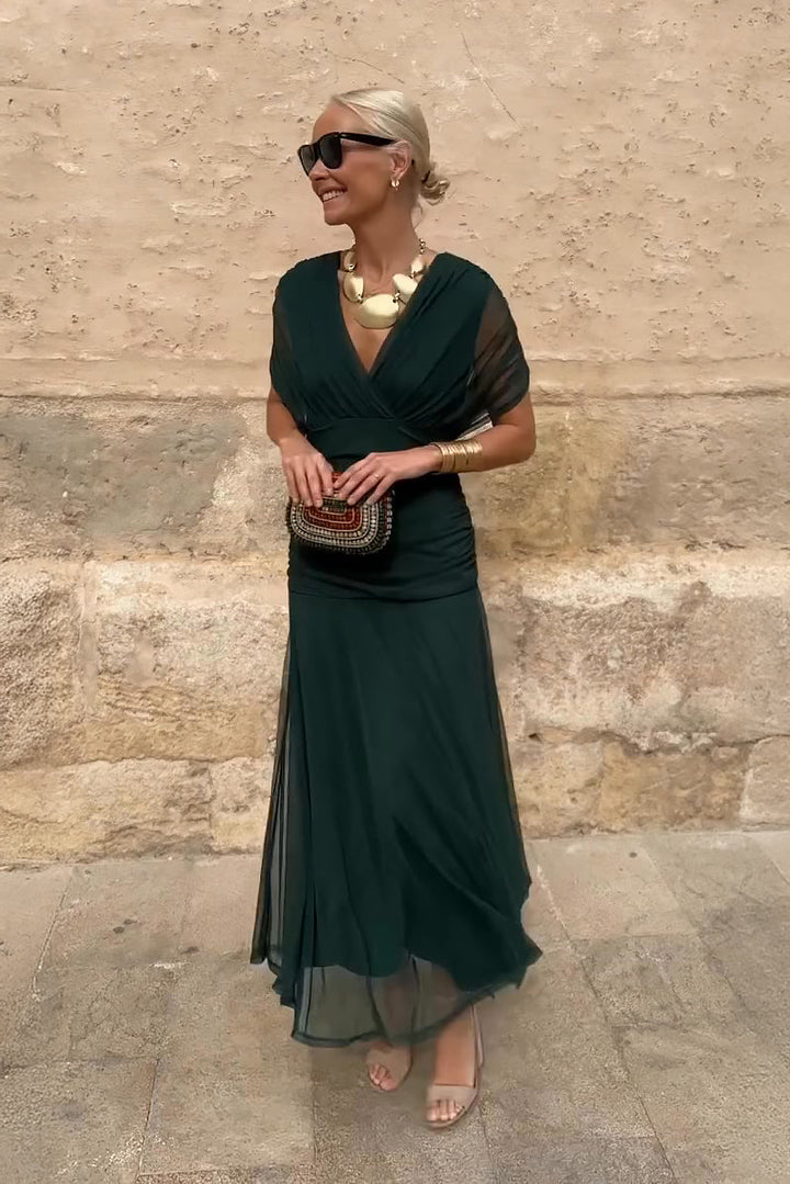 Women's Elegant Pleated Gradient Maxi Dress