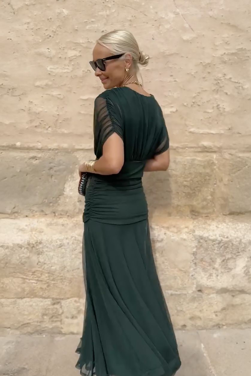 Women's Elegant Pleated Gradient Maxi Dress