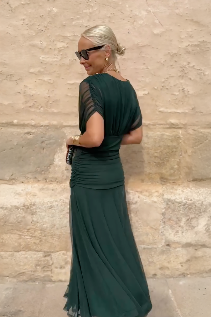 Women's Elegant Pleated Gradient Maxi Dress