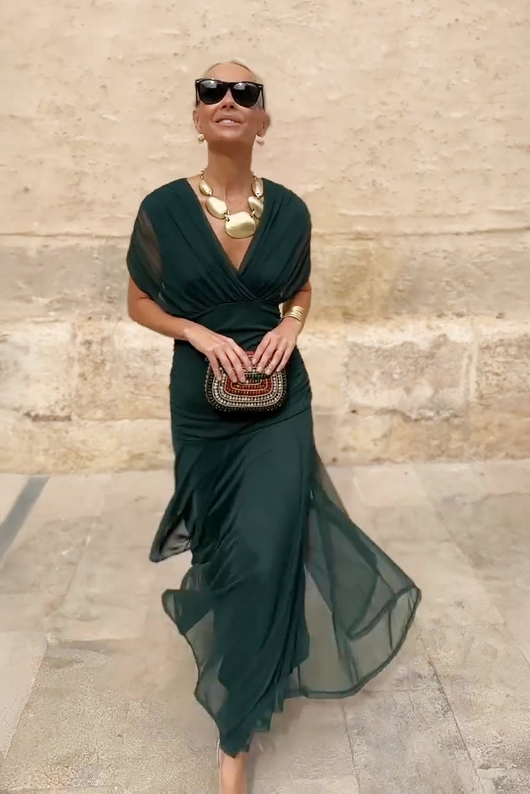 Women's Elegant Pleated Gradient Maxi Dress
