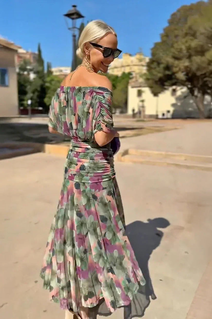 Women's Elegant Pleated Gradient Maxi Dress