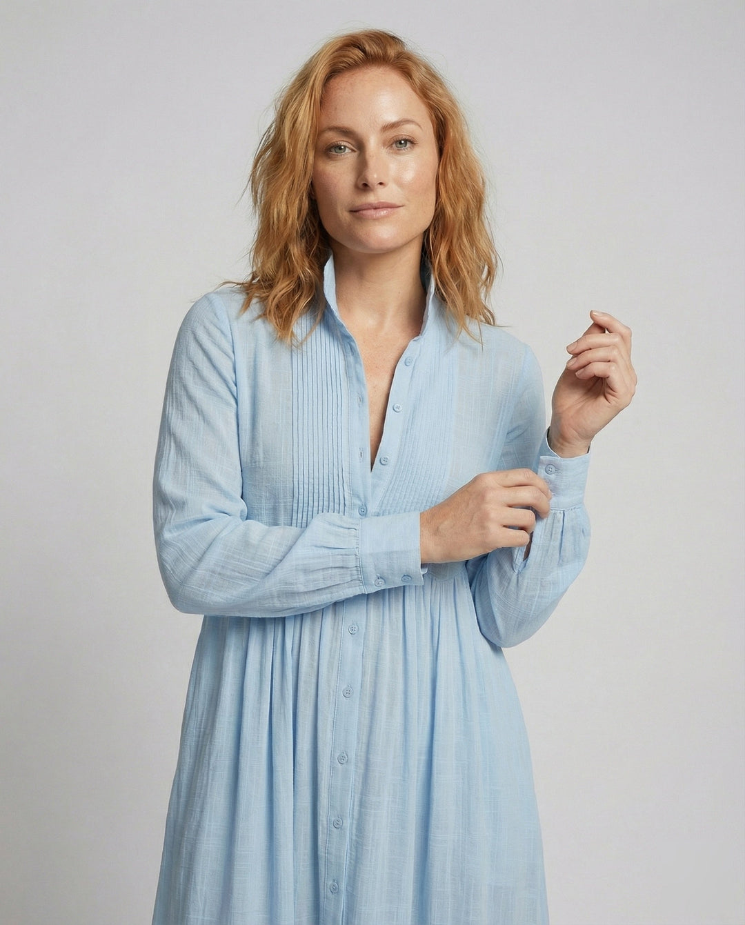 Women's Lightweight Cotton Button-Front Maxi Shirt Dress