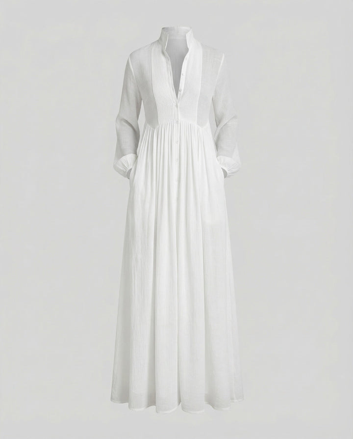 Women's Lightweight Cotton Button-Front Maxi Shirt Dress