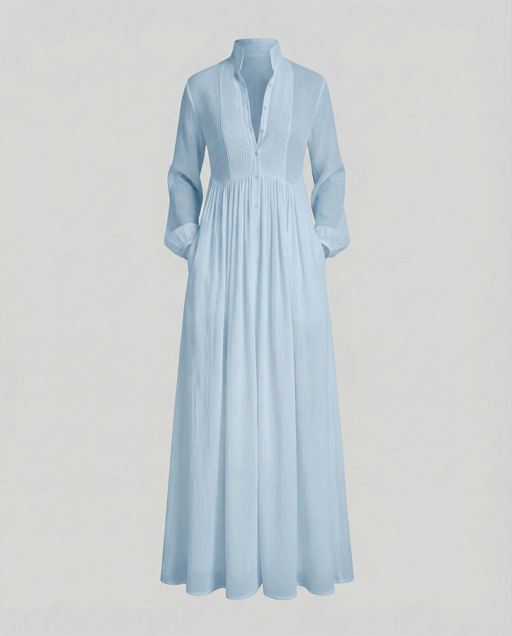 Women's Lightweight Cotton Button-Front Maxi Shirt Dress