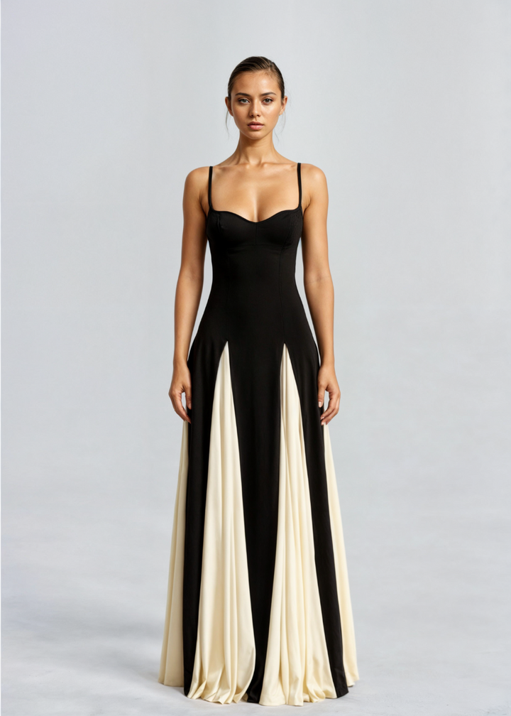 Women's Elegant Sculpted Top Maxi Cocktail Dress